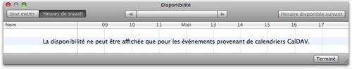 Panneau de disponibilité iCal
