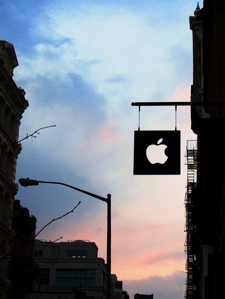 Le Apple Store de Soho au soleil couchant