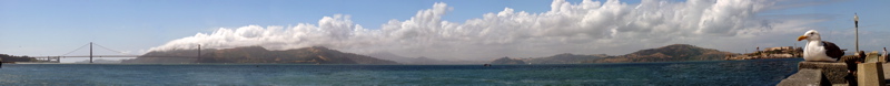 Panorama : Pont du Golden Gate vu du quai du parc aquatique