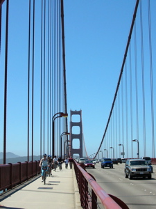 Cyclistes sur le pont du Golden Gate