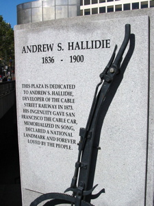 Plaque commémorative pour le constructeurs du système des cable cars, Andrew S. Hallidie