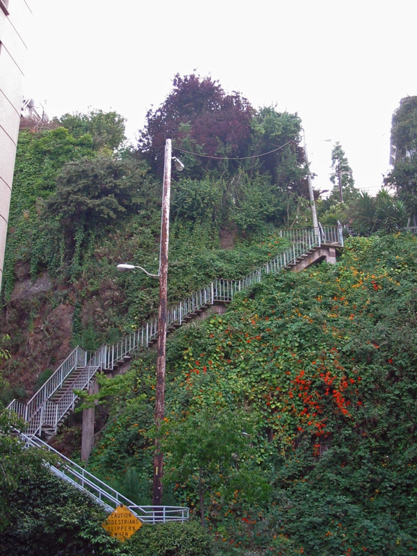 Escalier partant de l'Embarcadero vers Coit Tower
