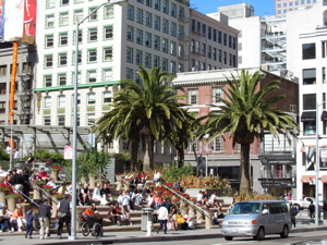 Union Square et ses palmiers