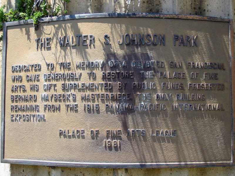 Plaque dédiée à Walter S. Johnson