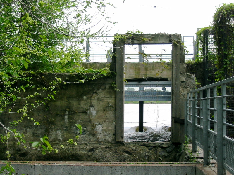 Début des vestiges de l'ancien moulin à eau. Une porte sur l'histoire.